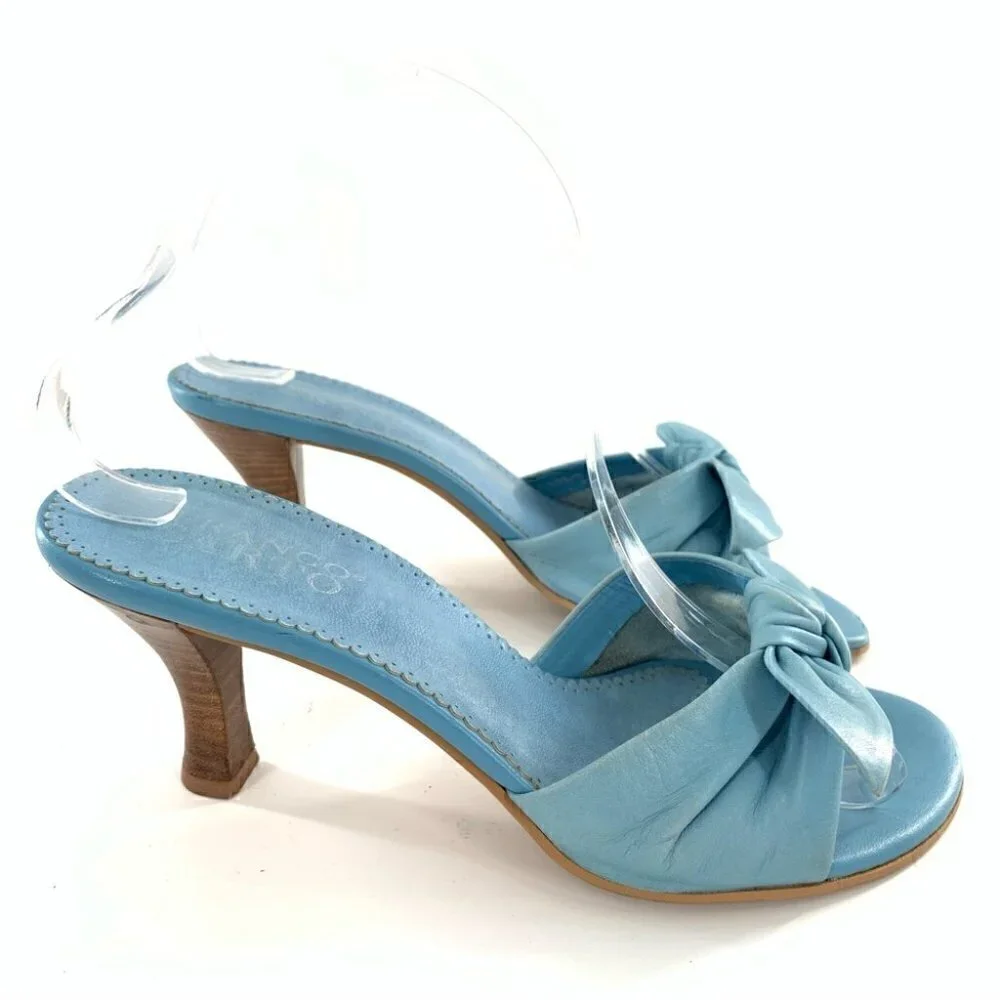 Franco sarto womens heels size 7 blue leather vintage y2k 90s bow